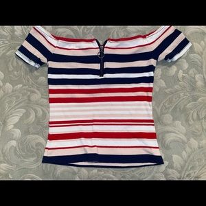 Aeropostale Stripe Off the Shoulder Bodycon Top